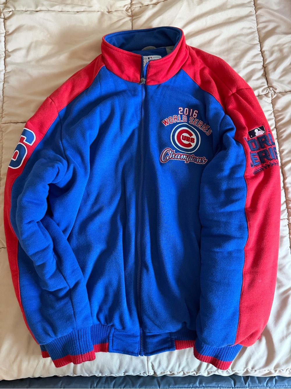 XL Chicago Cubs 2016 World Series Champion Sports MLB Zip Up Bomber Jacket